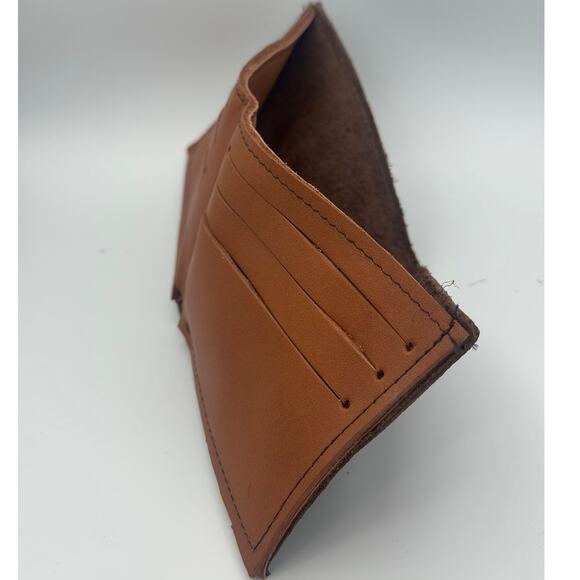 Minimalist Handmade Oaxaca Leather Wallet Burgundy Wine Bifold - Picture 11 of 13